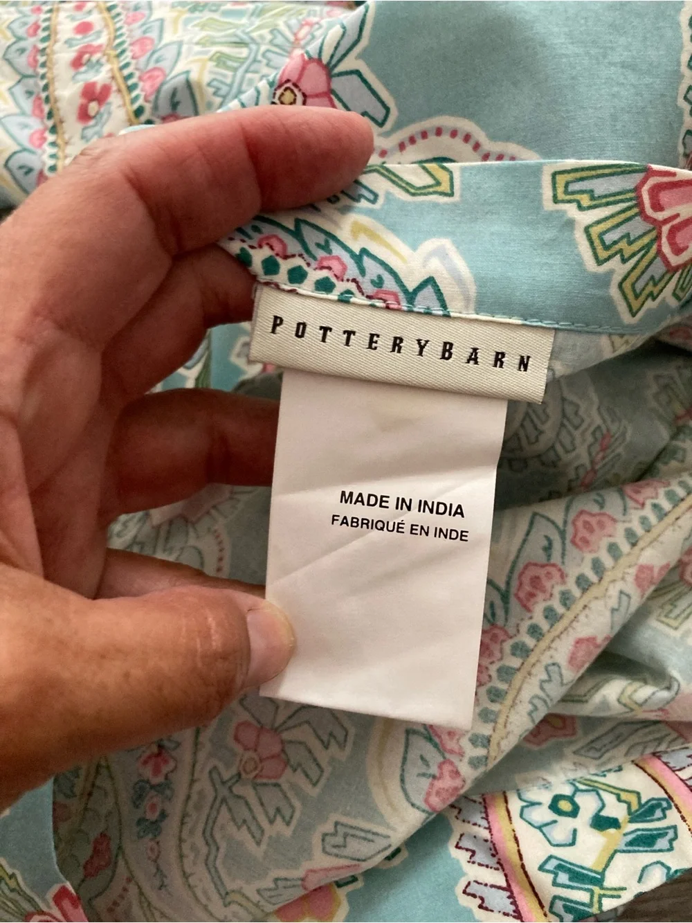 POTTERY BARN Paisley Light Blue Pillow Cotton Pillow Sham NEW Standard